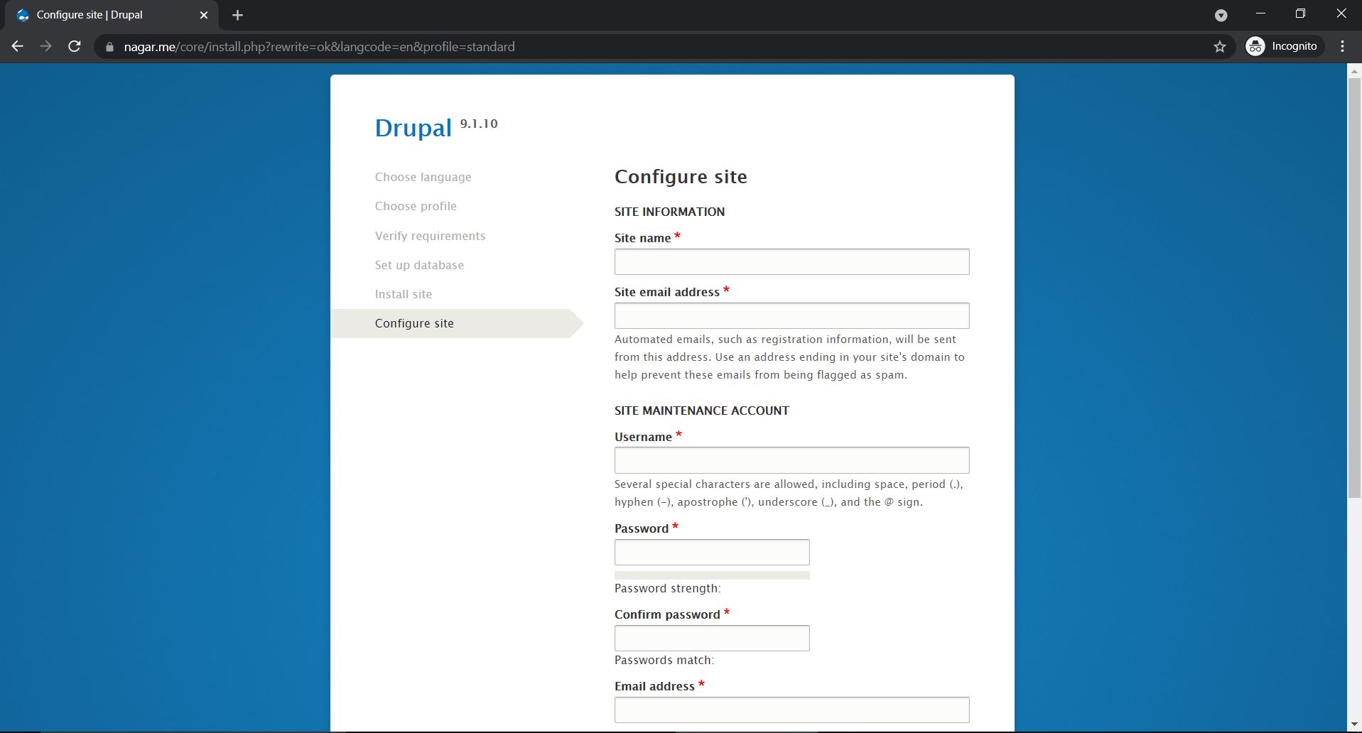 Configure Site